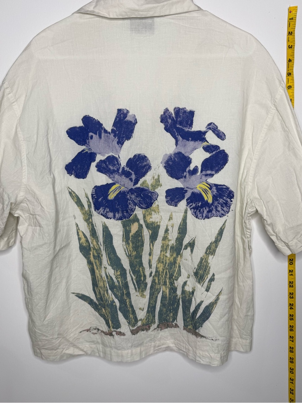 ASOS Design Men’s Iris Floral Back Print Shirt Cream Size M